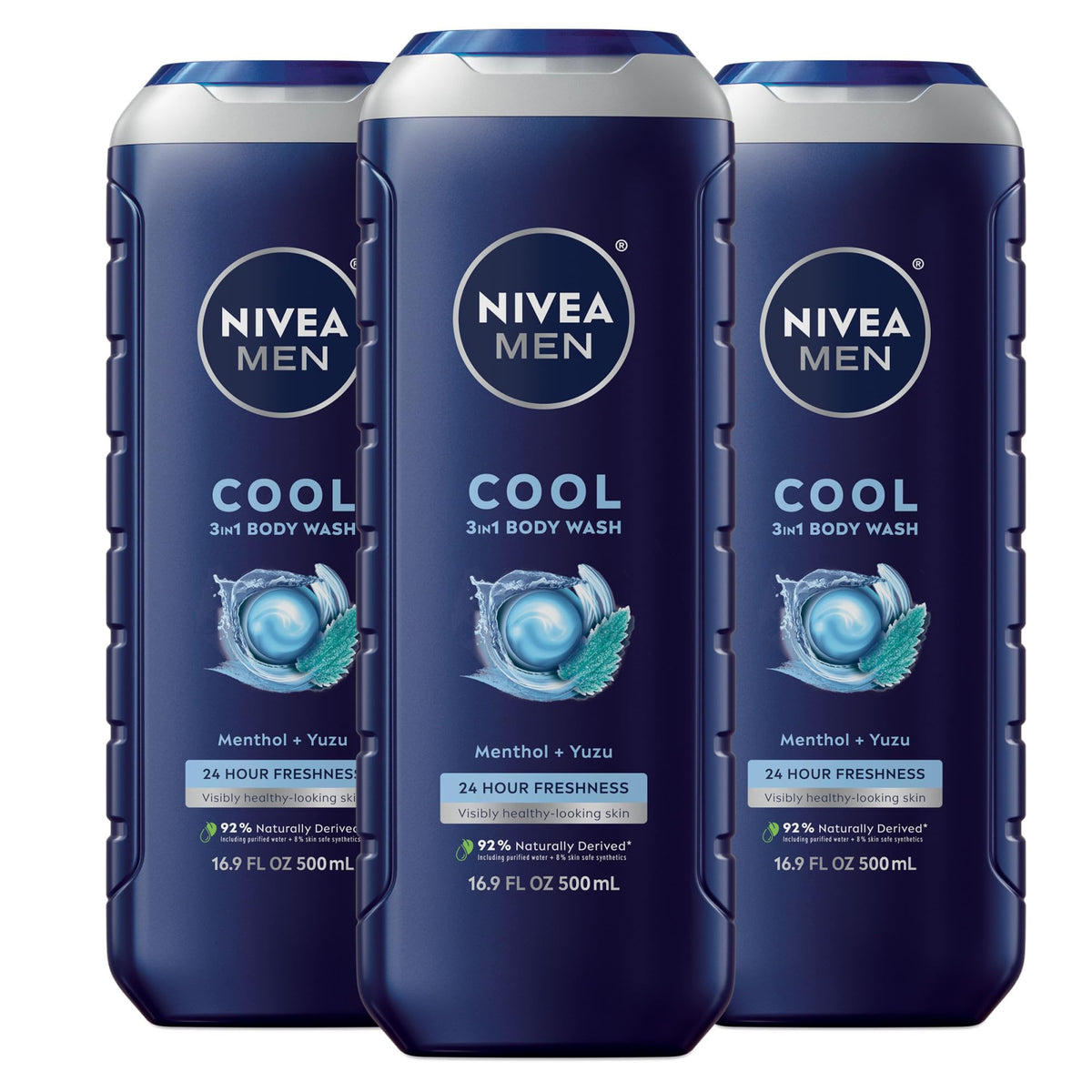 NIVEA MEN Cool Body Wash bottle with icy menthol for refreshing shower