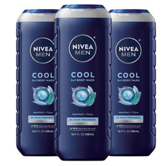 NIVEA MEN Cool Body Wash bottle with icy menthol for refreshing shower