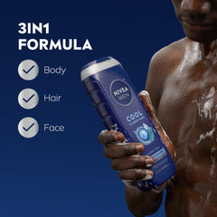 NIVEA MEN Cool Body Wash close-up showing menthol and yuzu scent