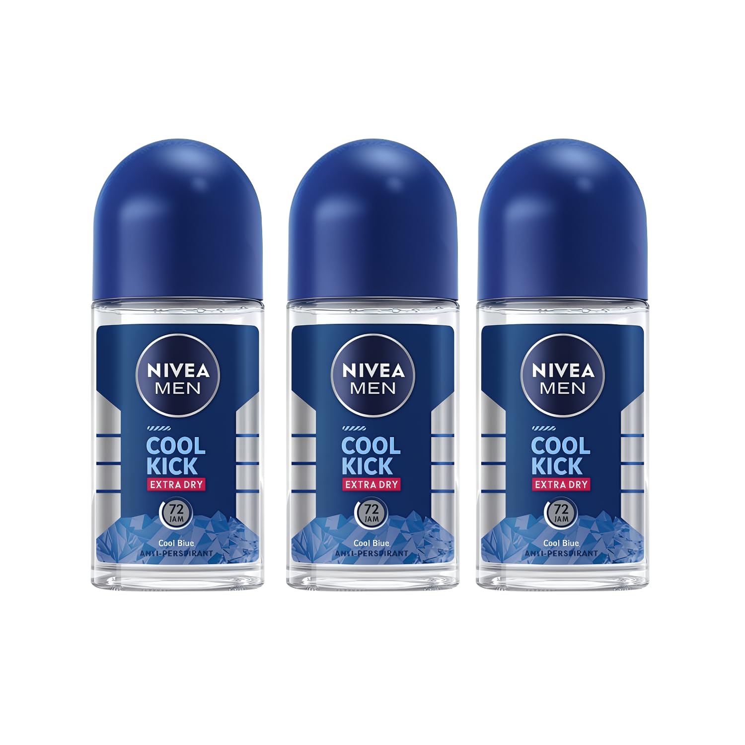 NIVEA Men Cool Kick bottle close-up showcasing refreshing, long-lasting protection.