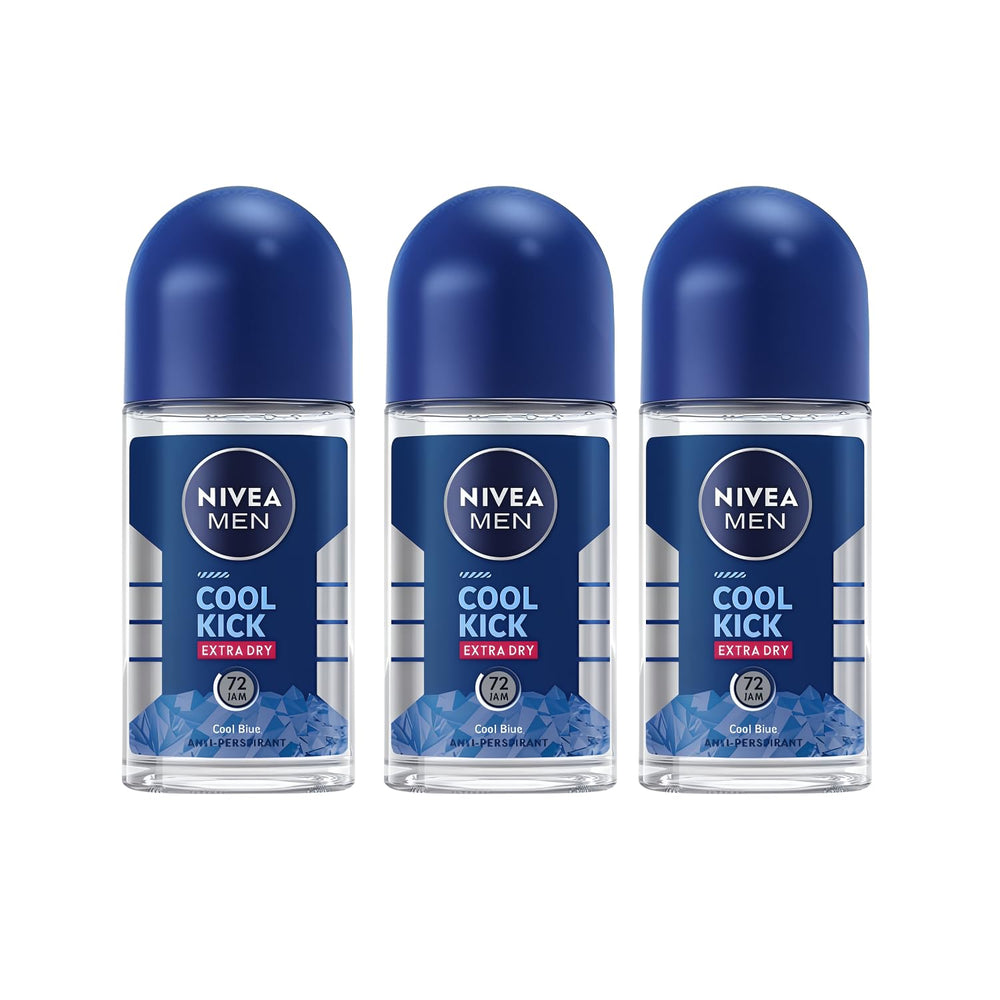 NIVEA Men Cool Kick bottle close-up showcasing refreshing, long-lasting protection.