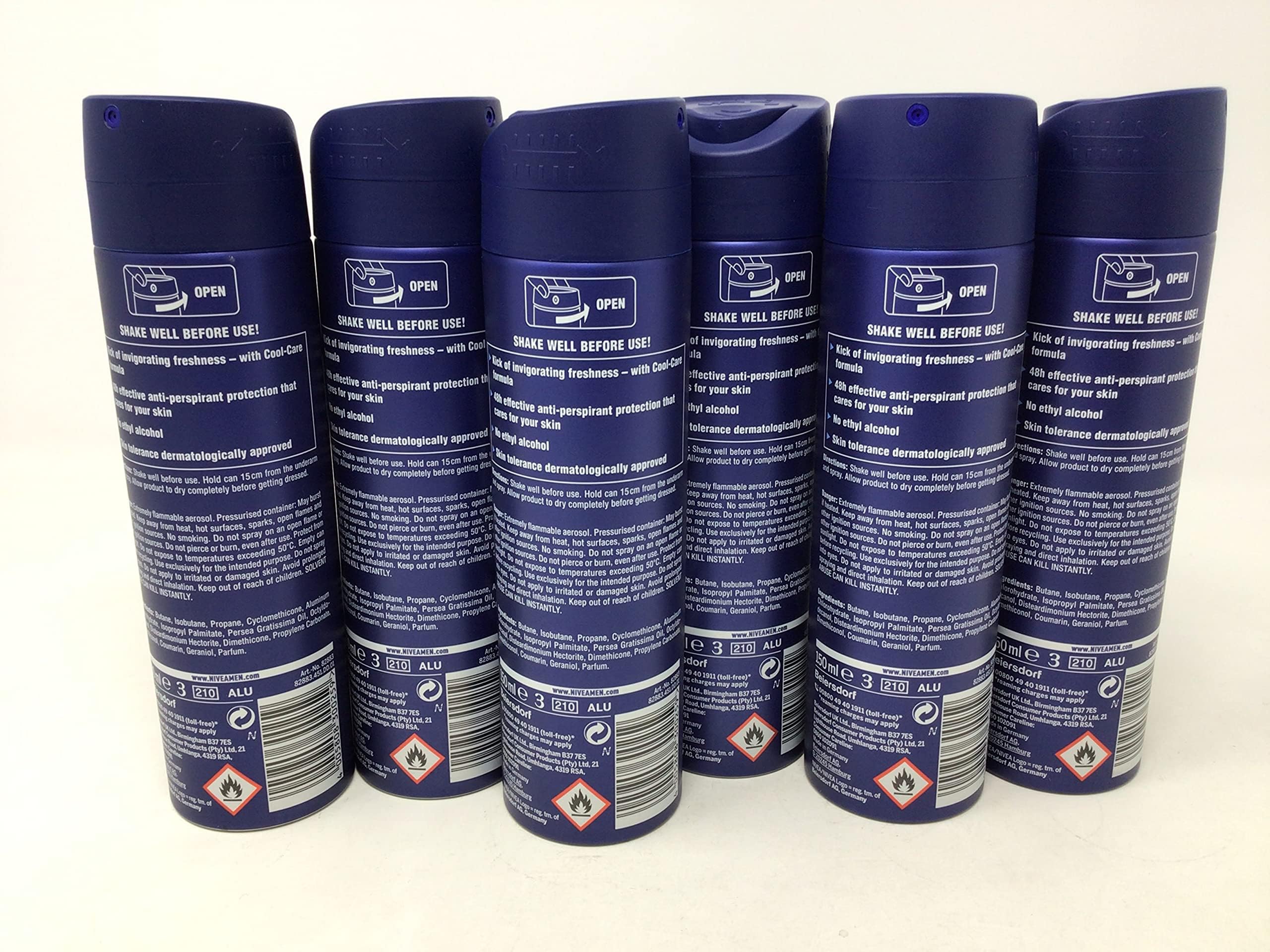NIVEA MEN Cool Kick label closeup highlights long-lasting freshness with a cooling sensation.