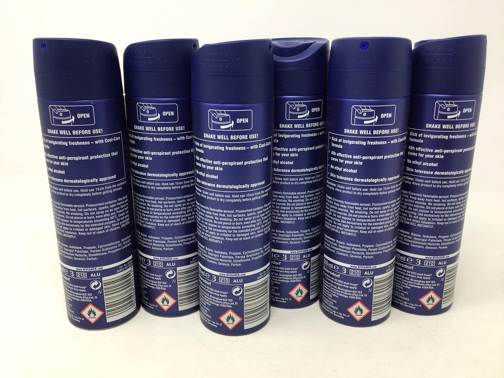 NIVEA MEN Cool Kick label closeup highlights long-lasting freshness with a cooling sensation.