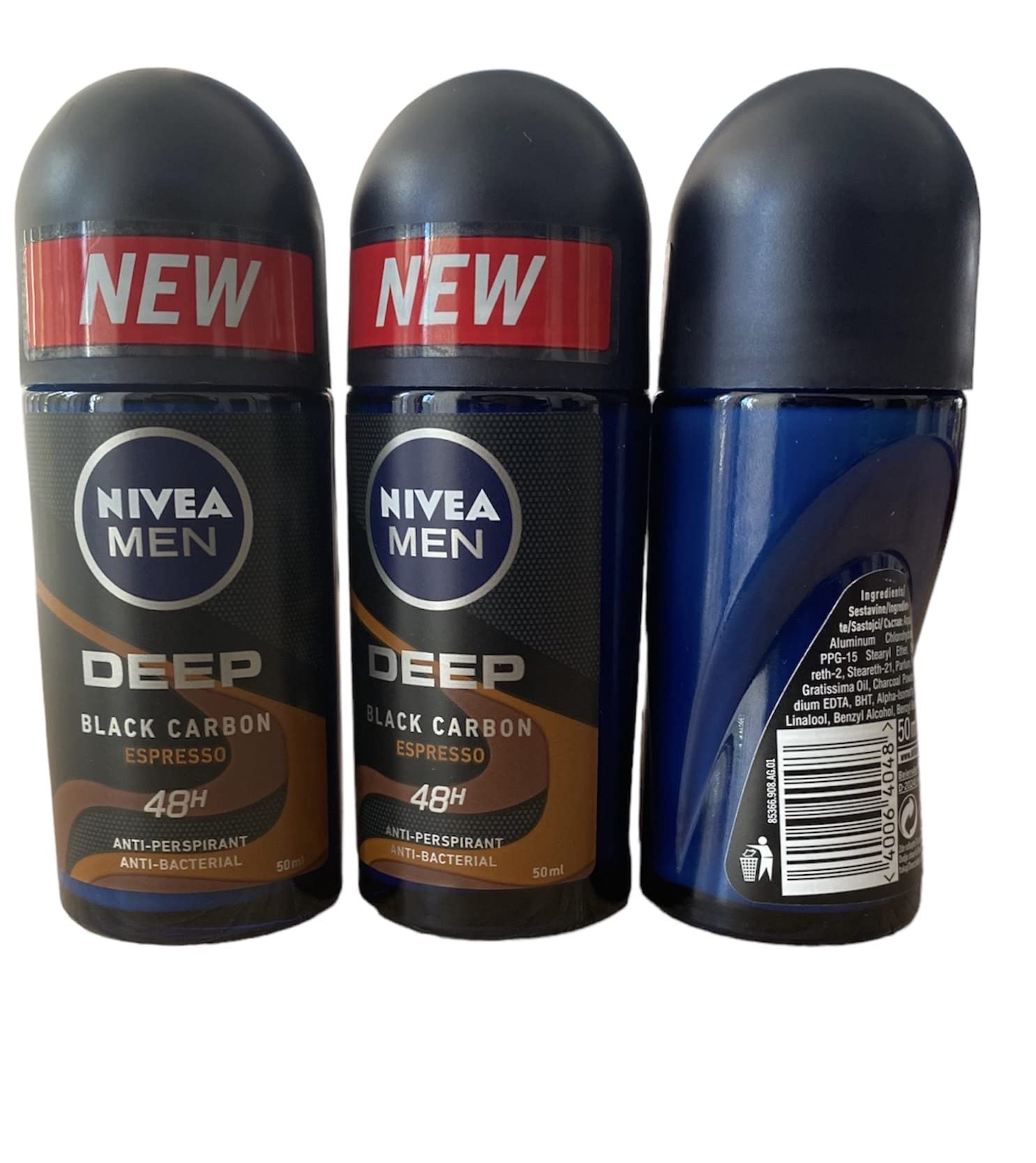 NIVEA Men Dimension roll-on application close-up highlighting smooth glide and 48h odor control.
