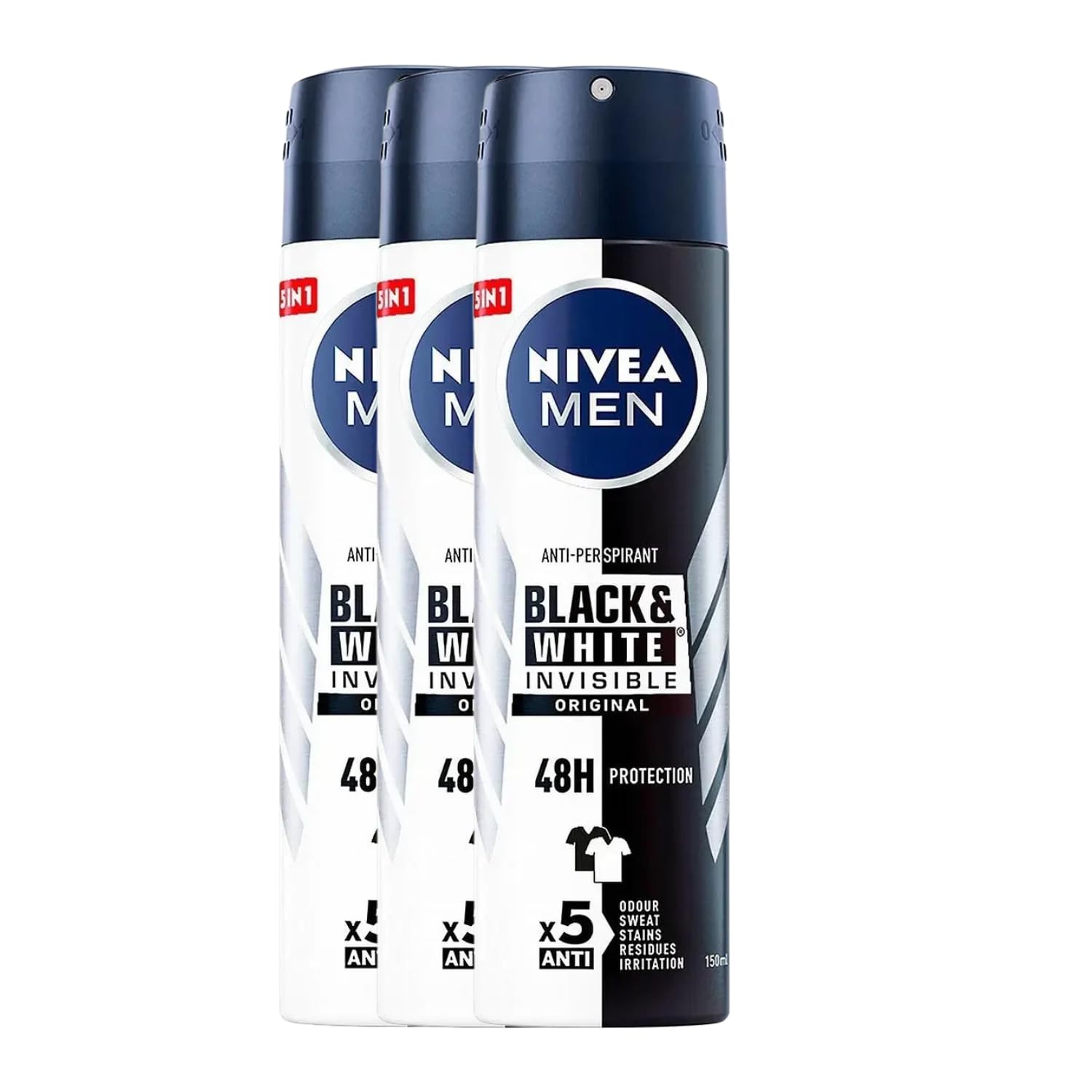 NIVEA Men Invisible Black & White Original spray helps prevent white marks on black clothing