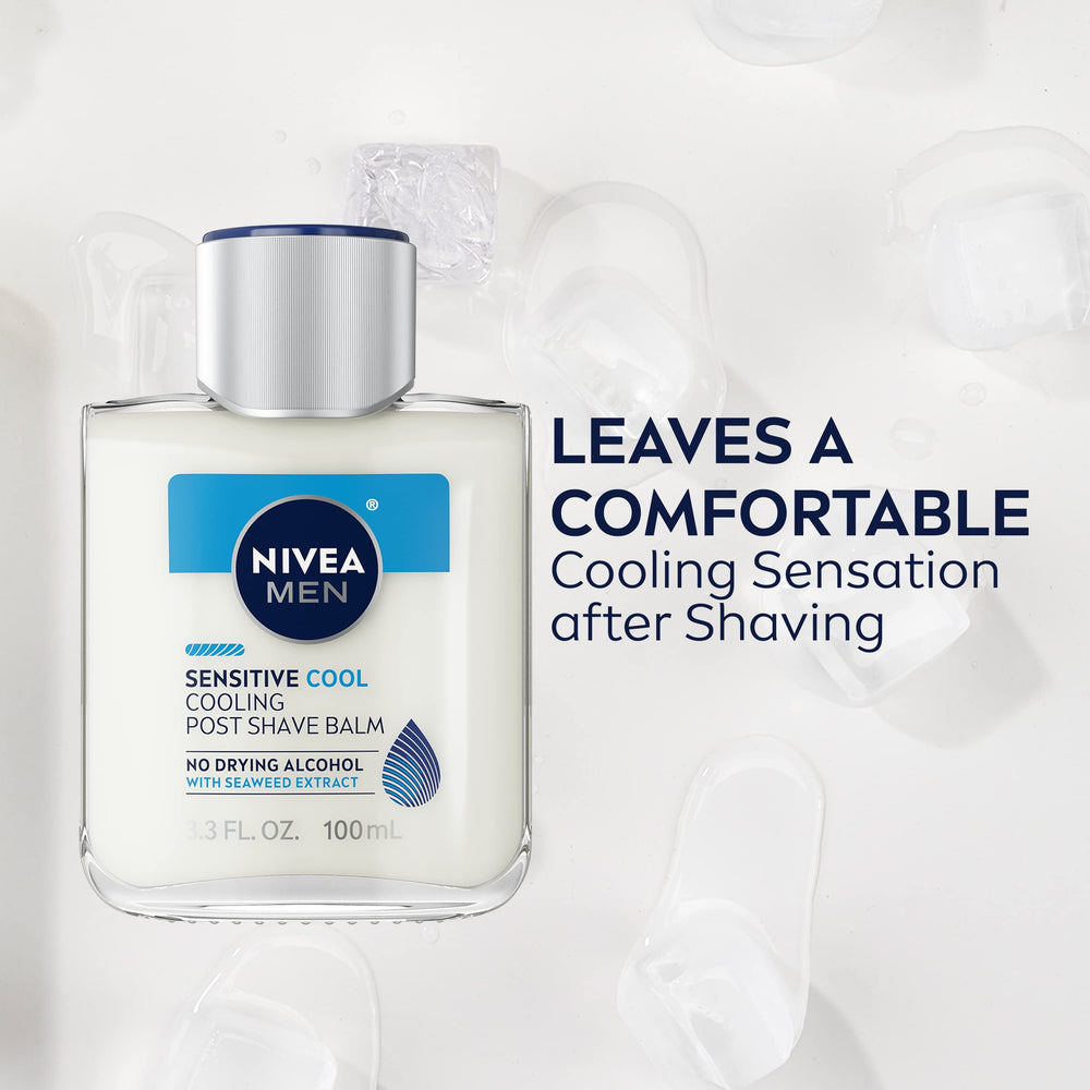 NIVEA MEN Sensitive Cooling Post Shave Balm application being applied to skin
