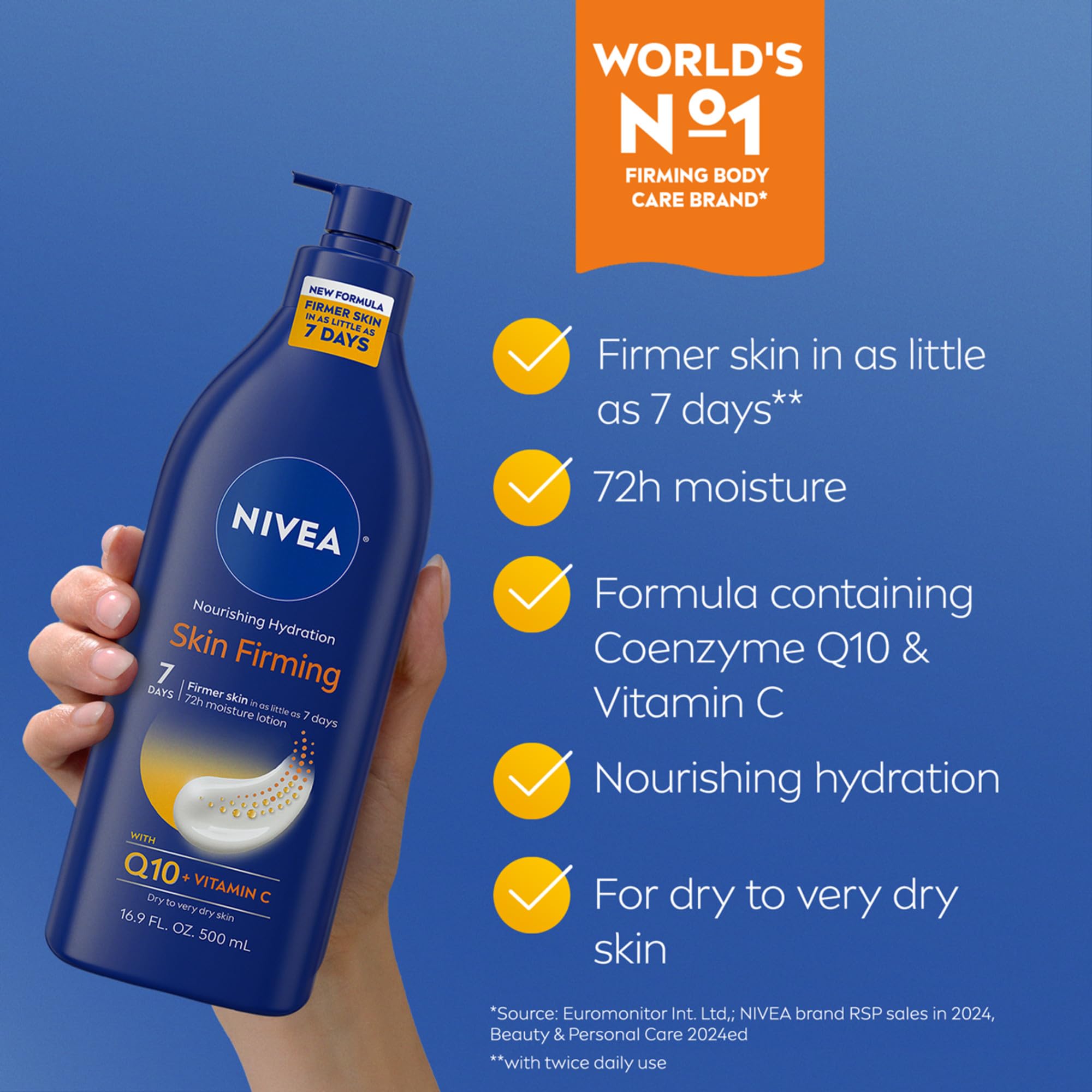 NIVEA Nourishing Hydration 72-hour moisture concept with hydrated skin close-up