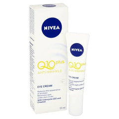 NIVEA Q10 Power Eye Cream being applied around the eye for hydration.