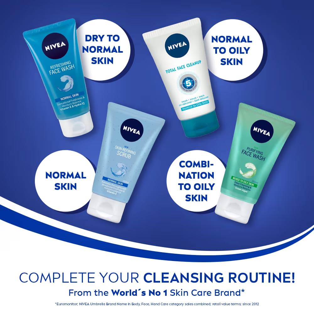 NIVEA Refreshing Face Wash 150ml compact—travel-friendly bottle