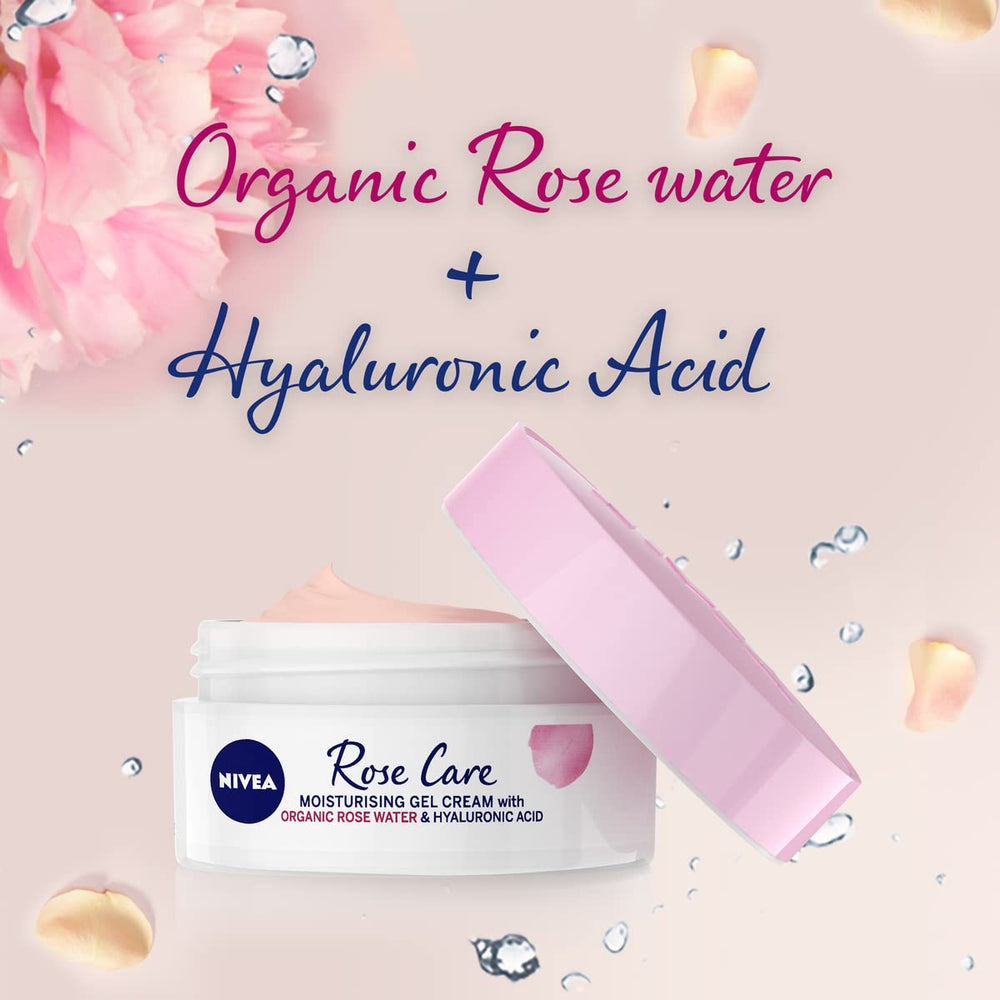 NIVEA Rose Cream packaging on counter, convenient daily moisturizer