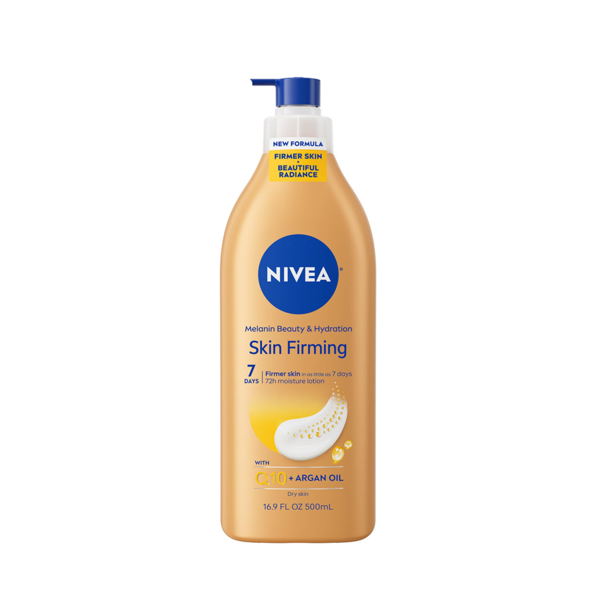 NIVEA Skin Firming Melanin Beauty bottle with pump for easy hydration