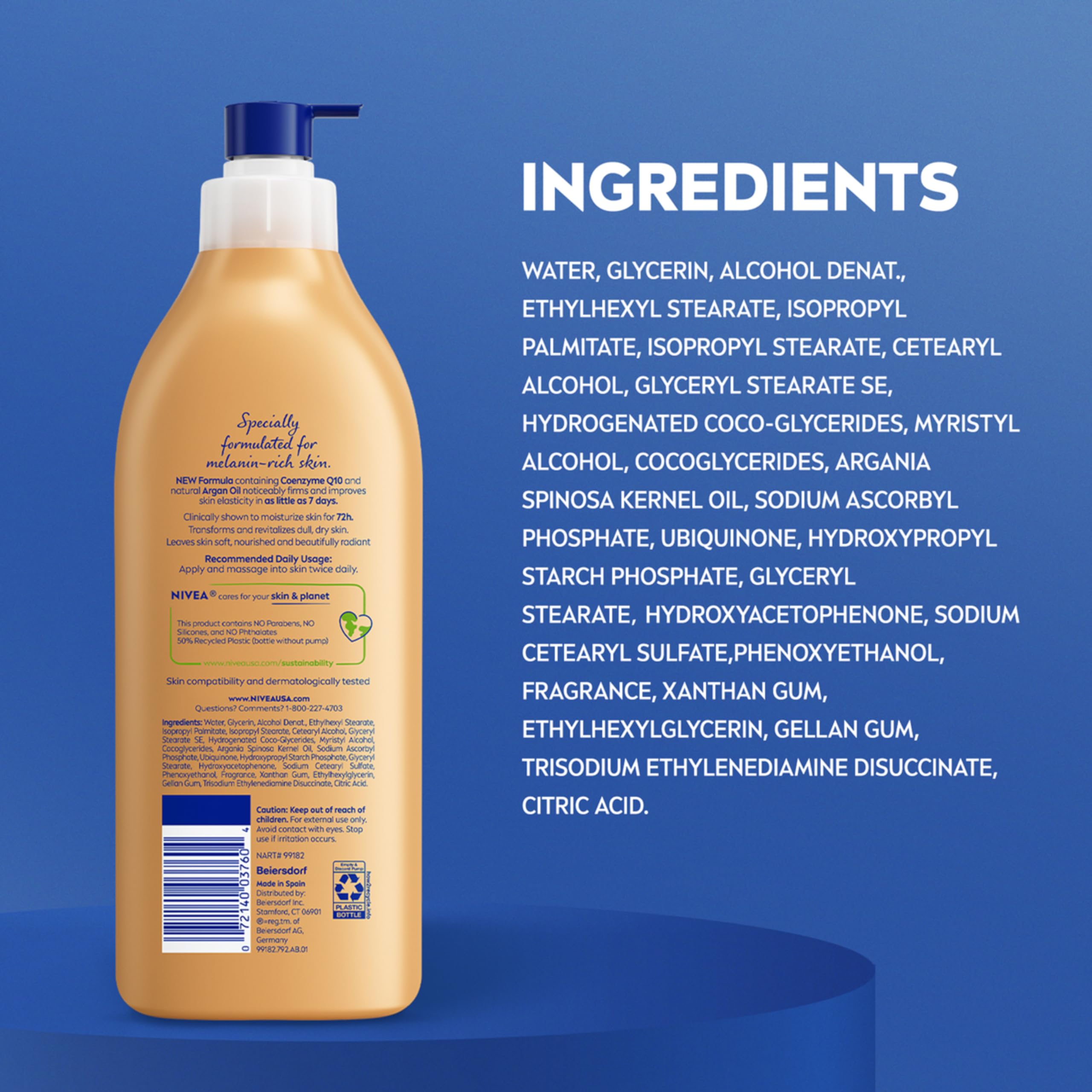 NIVEA bottle with 50 percent recycled plastic packaging