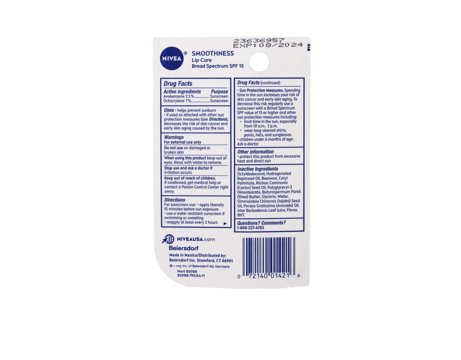 NIVEA Smoothness Lip Care SPF 15 application shot showing smooth lips