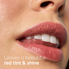 NIVEA strawberry lip care stick color sheen on lips