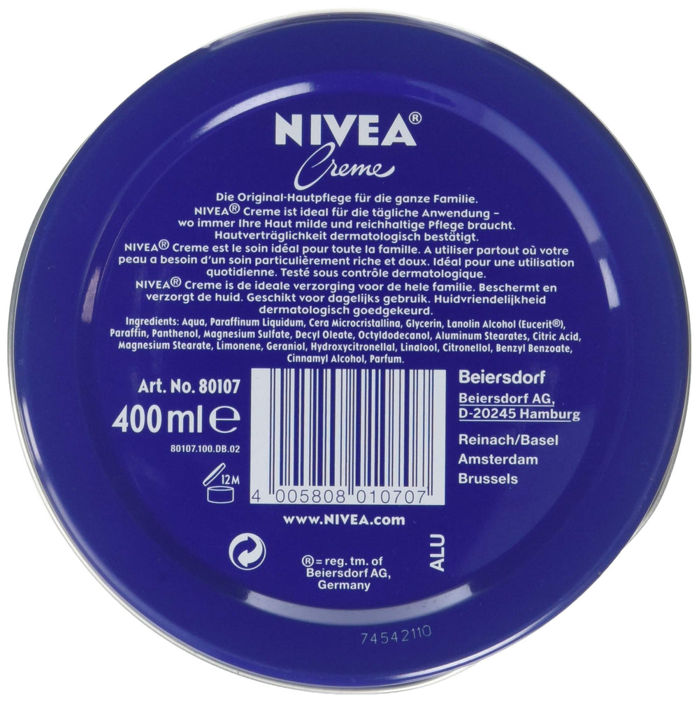 NIVEA Unscented Creme in a bathroom scene, versatile unscented moisturizer for sensitive skin.