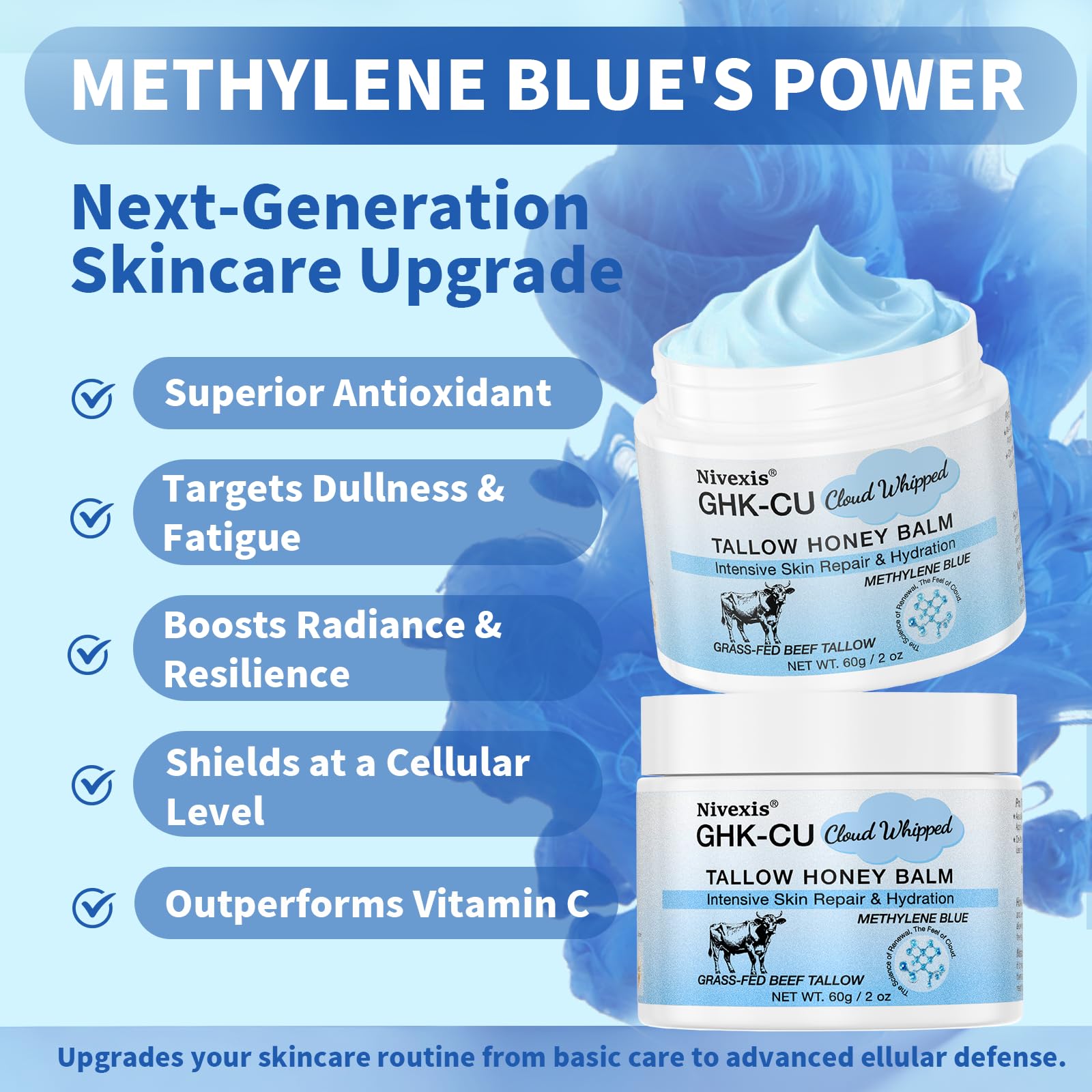 Nivexis Copper Peptides GHK-Cu jar on counter highlights luxurious facial and body balm