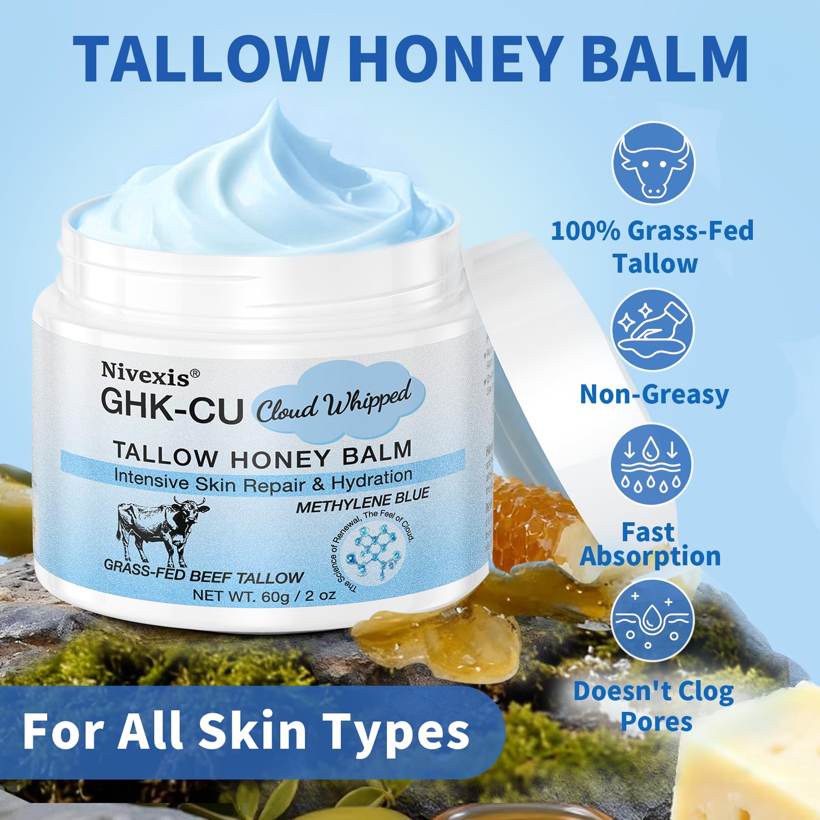 Nivexis Copper Peptides GHK-Cu whipped texture shows creamy, fast-absorbing hydration