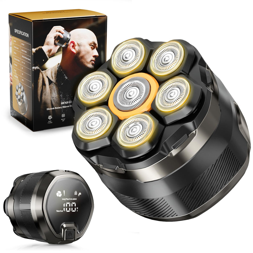 NIWUIO head shaver 7D floating head close-up enables precise scalp contour shaving.