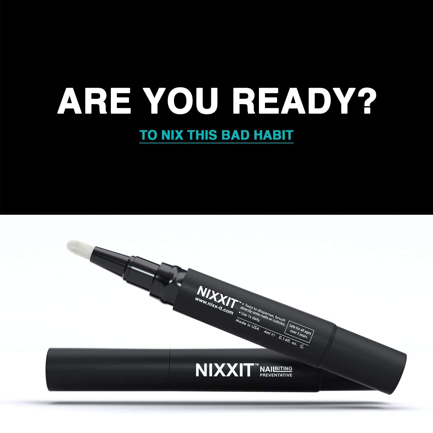 NIXXIT non-glossy formula applied to nails deters biting without shine.
