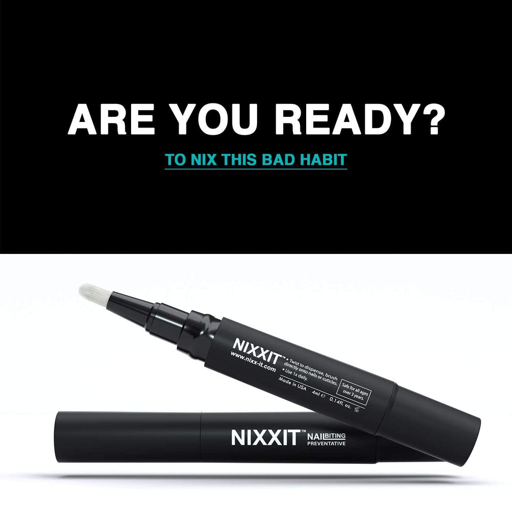 NIXXIT non-glossy formula applied to nails deters biting without shine.