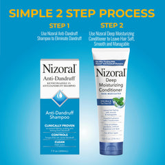 Nizoral conditioner being applied shows hydration and detangling for smoother styling