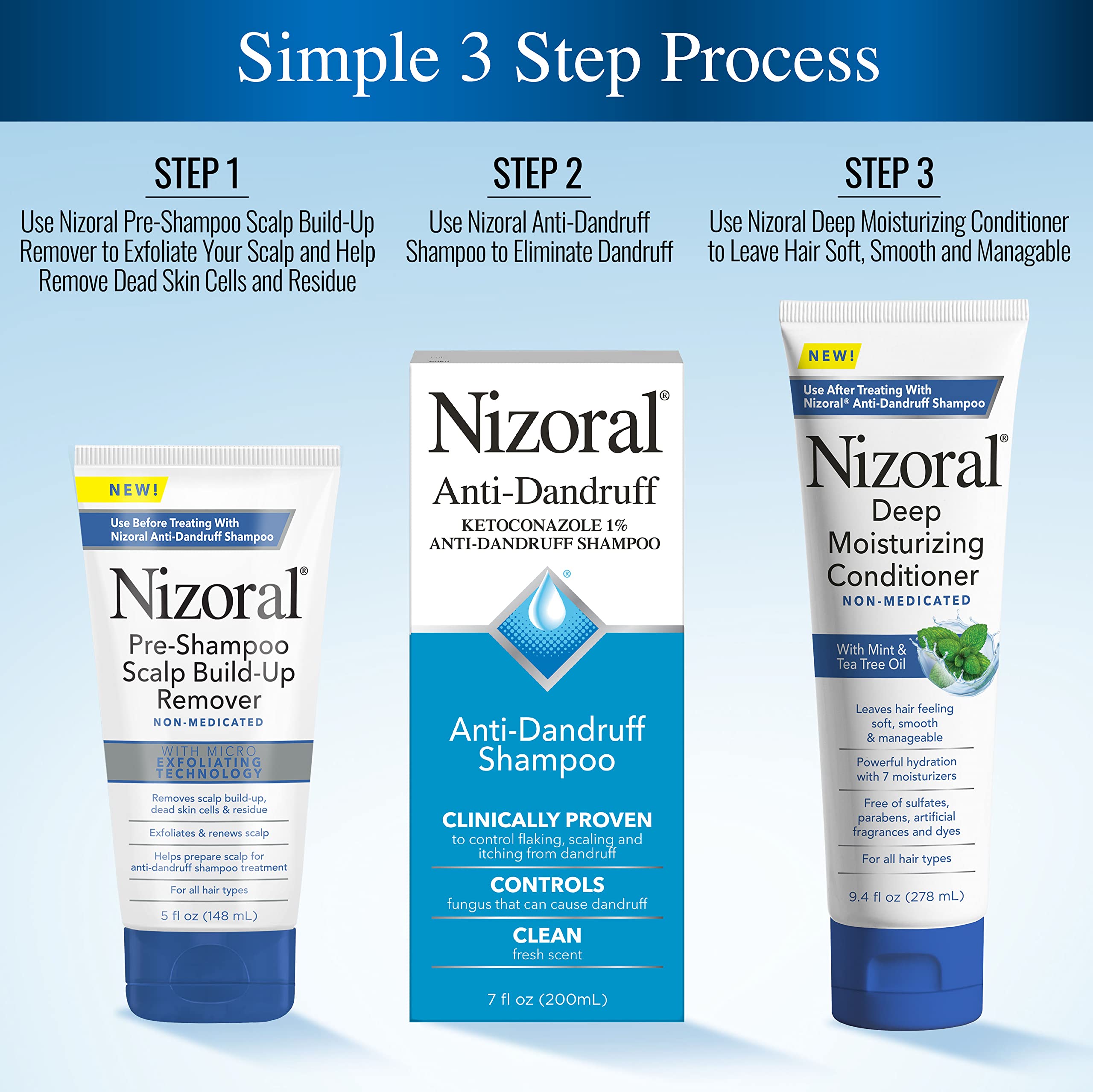 Nizoral Pre-Shampoo bottle showing color-treated hair safety