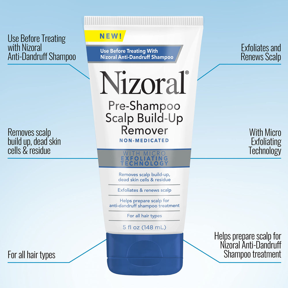 Nizoral Pre-Shampoo wait-time step indicating minutes before rinse