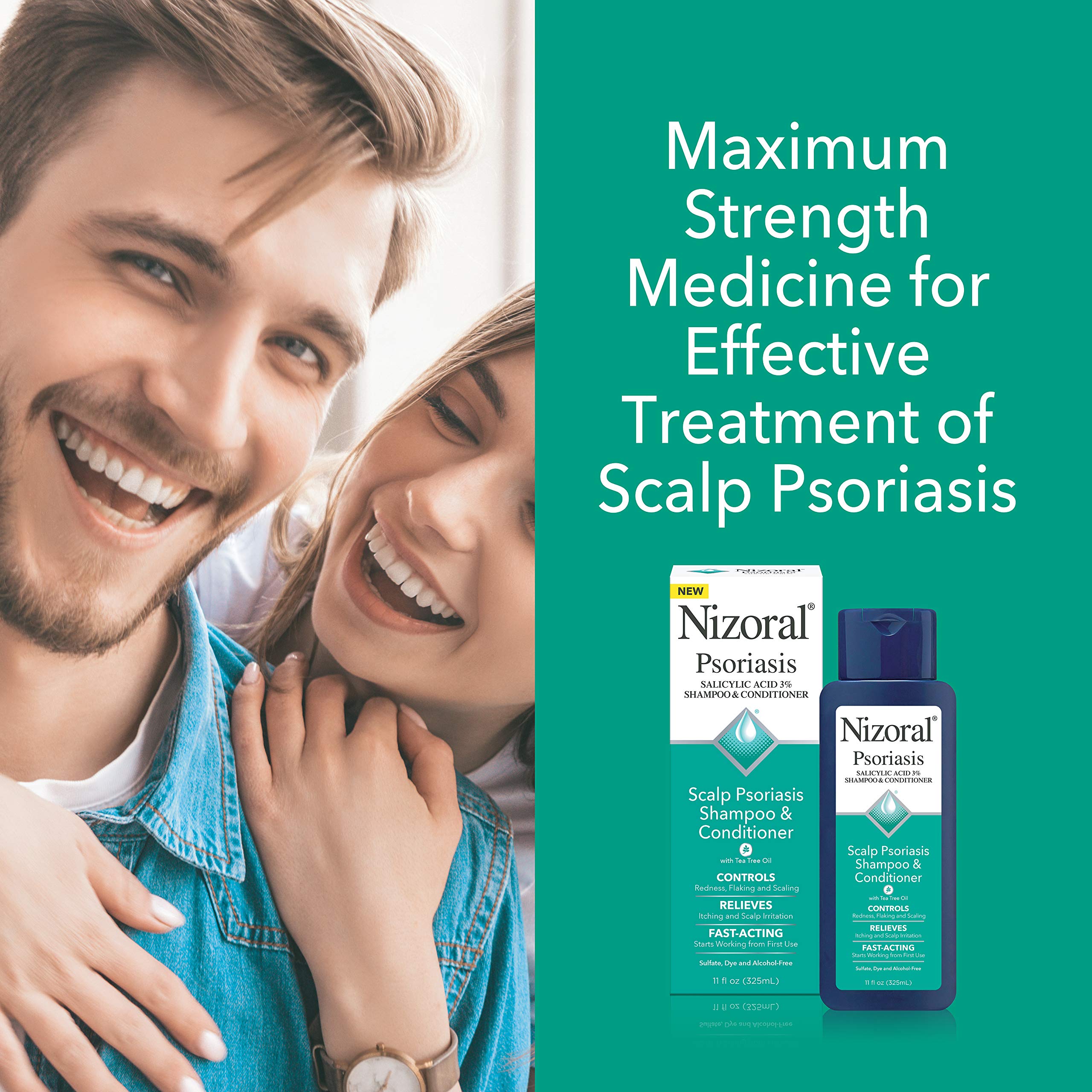 Nizoral Psoriasis Shampoo after-wash look shows clean hair and fresh scent.