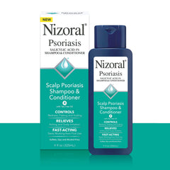Nizoral psoriasis shampoo with tea tree oil for soothing scalp comfort.