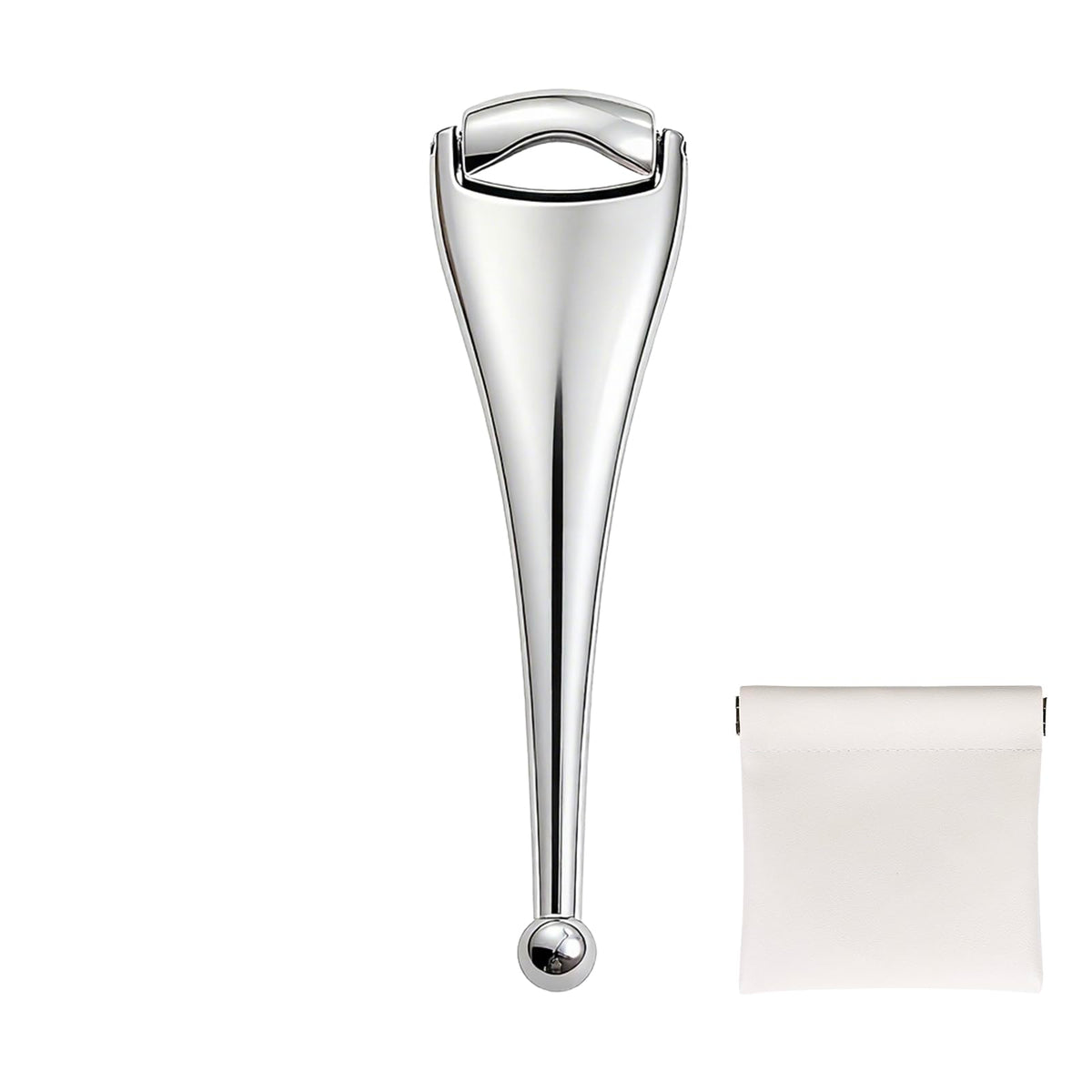 NKQ Metal Eyelid Massage Wand front view for precise eyelid care and gentle warmth.