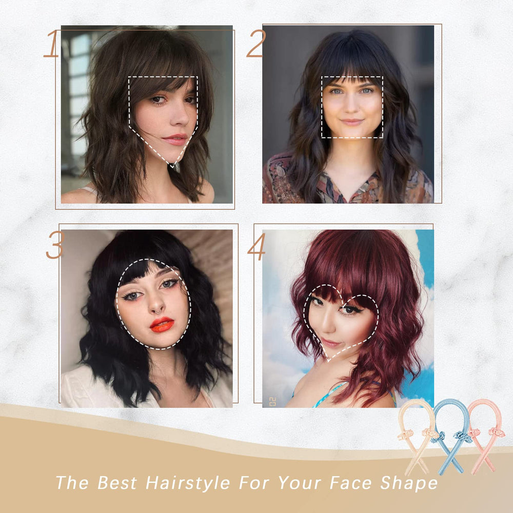 Nnzes black wavy wig bangs gradient color detail.