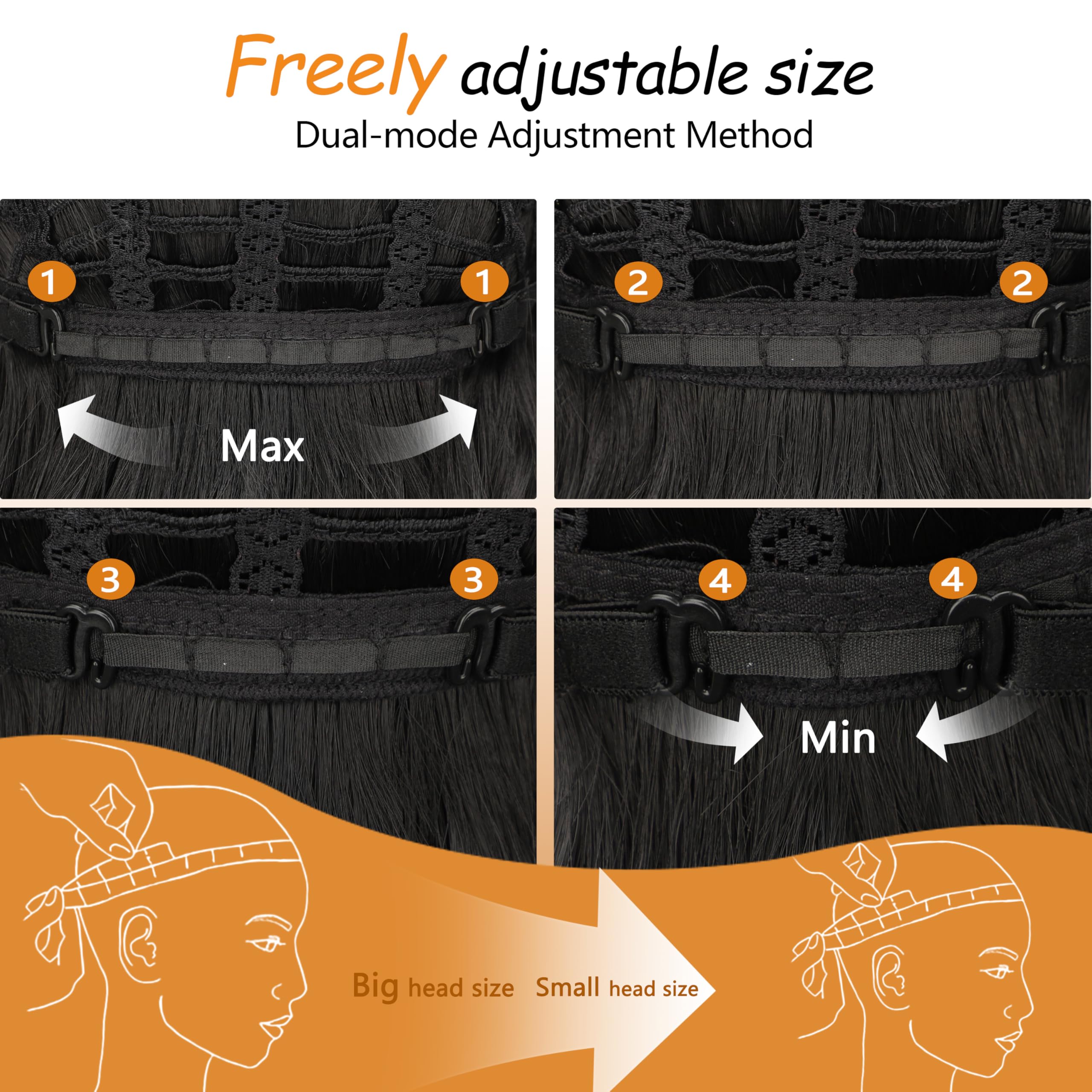 Nnzes black wavy wig bangs packaging and care tips.