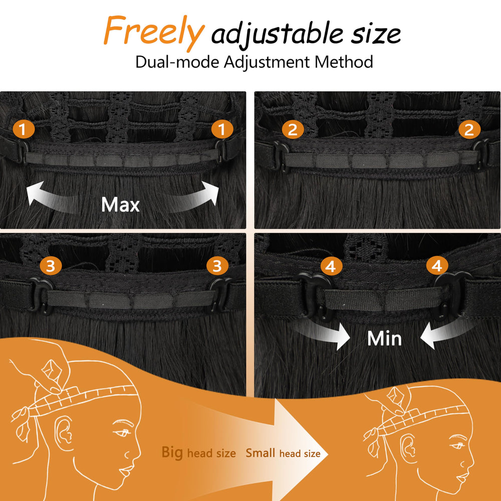 Nnzes black wavy wig bangs packaging and care tips.