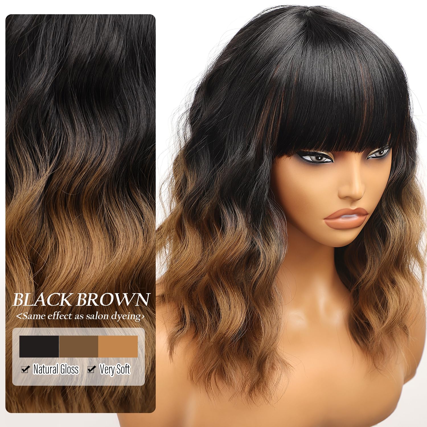 Nnzes shoulder-length bob wig with heat-resistant fibers for versatile styling sessions.