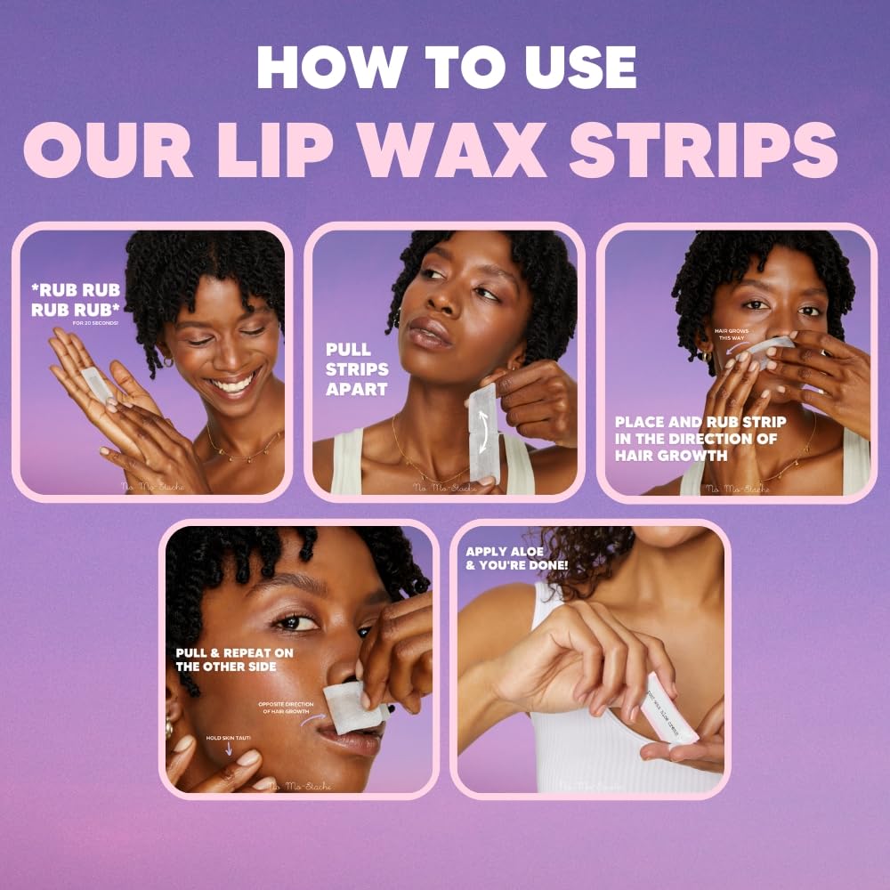 No Mo-Stache wax strip close-up in hands demonstrates quick 20-second warm-up for ready use.
