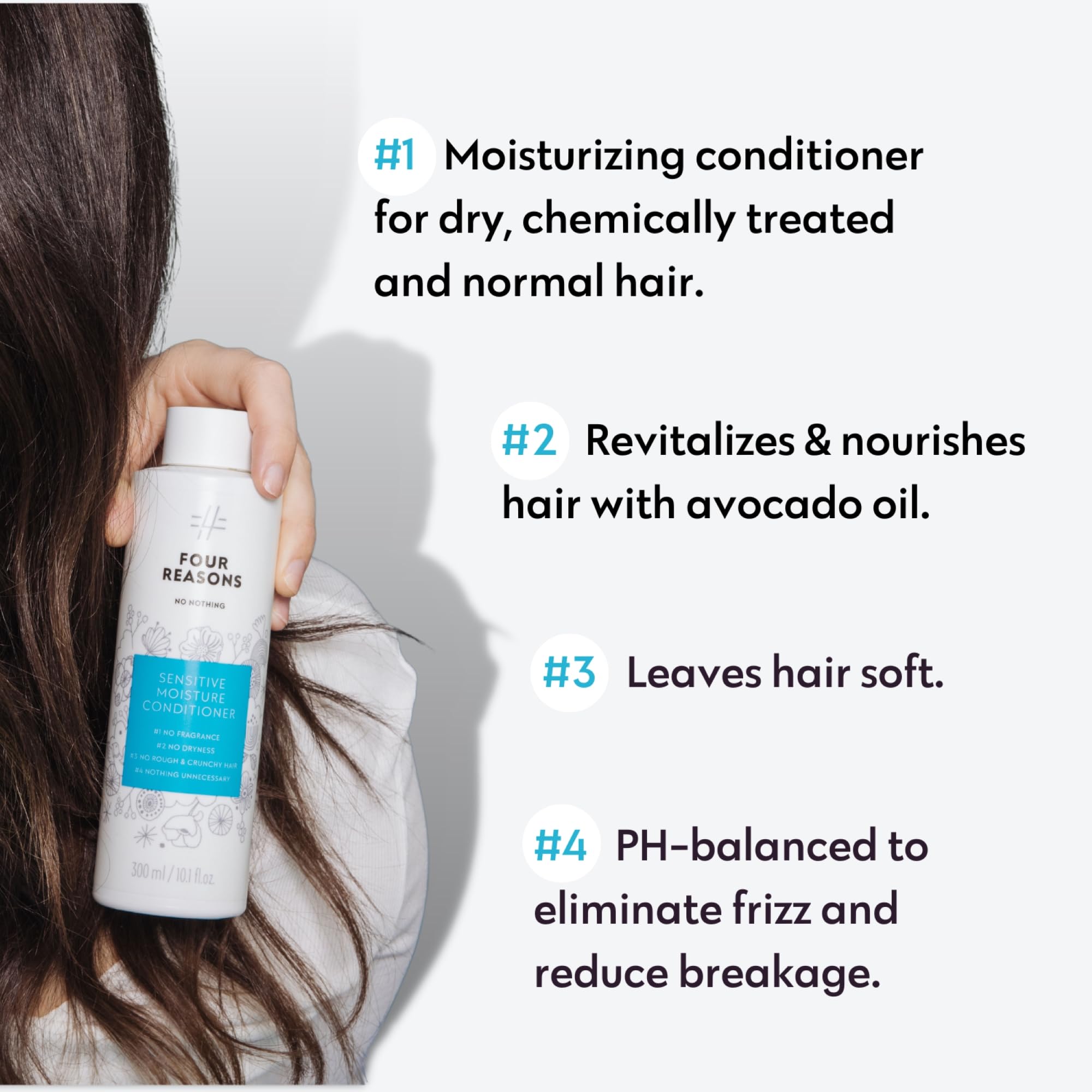 No Nothing Sensitive Moisture Conditioner pump ready for easy, gentle daily use on dry hair.