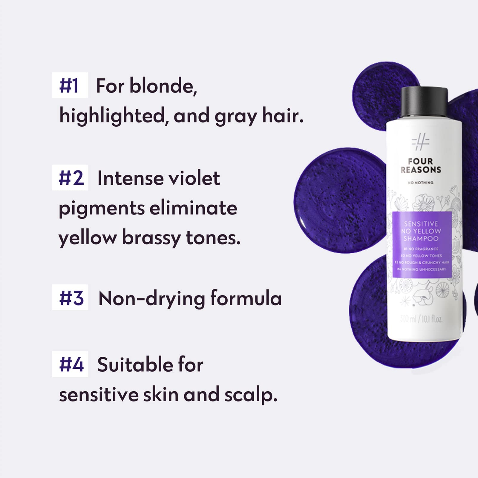 Bleached hair being toned with violet pigment from No Nothing shampoo.