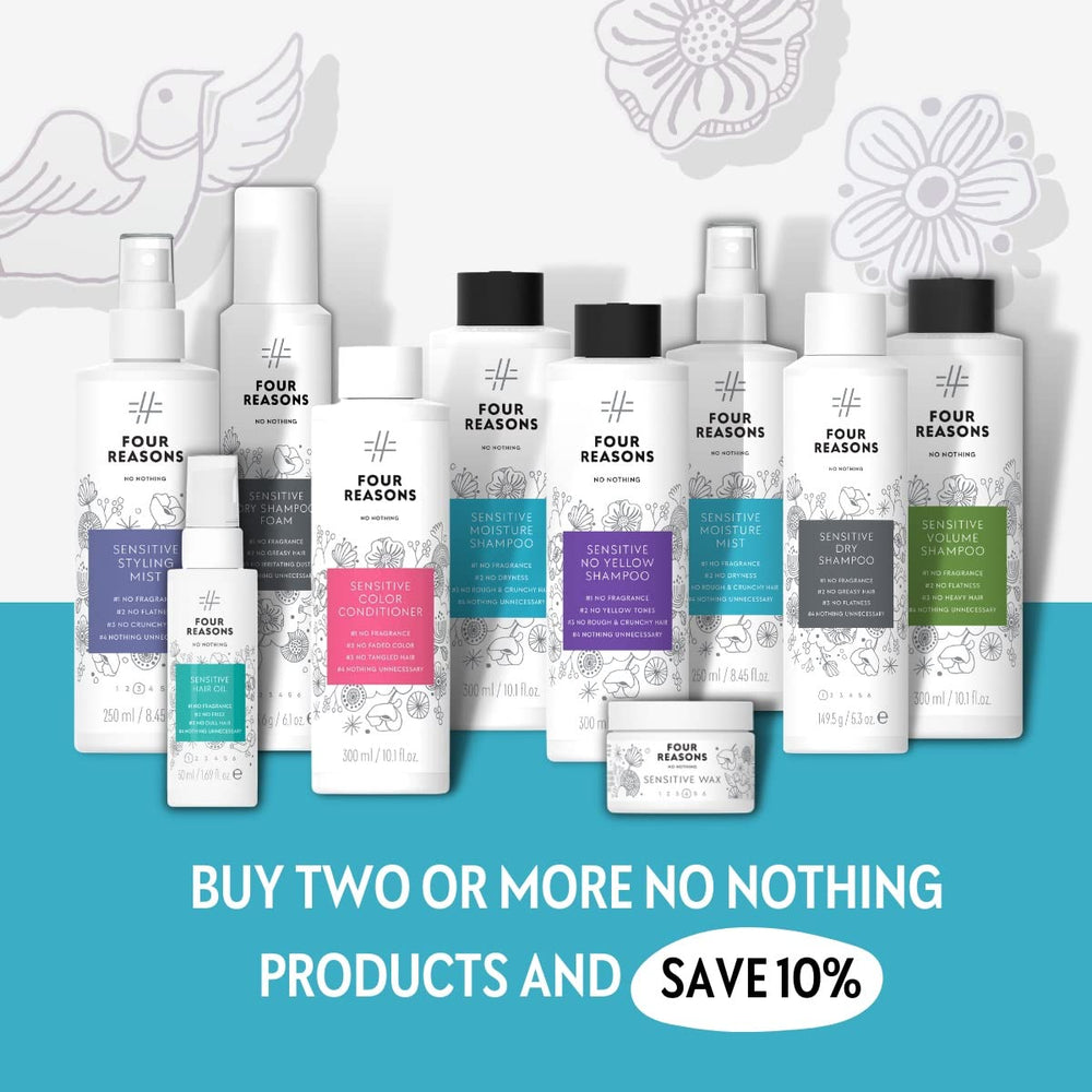 Silver, platinum, or grey hair cared for by No Nothing Sensitive No Yellow Shampoo.