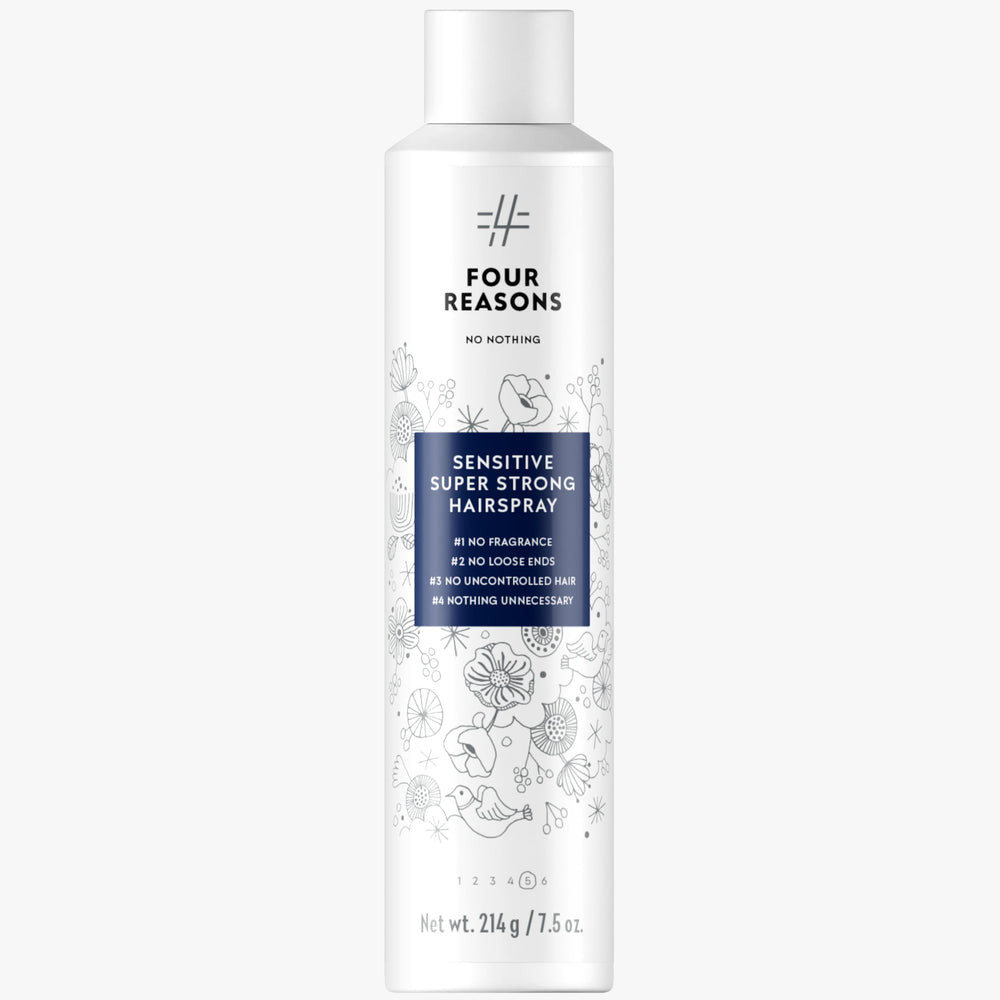 No nothing sensitive unscented hairspray bottle demonstrates fragrance-free, long-lasting hold for sensitive scalps.