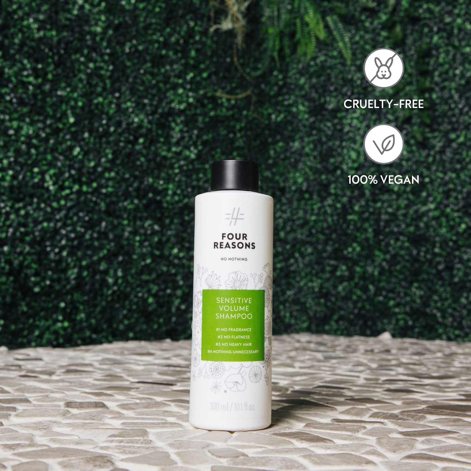 No Nothing Sensitive Volumizing Shampoo cruelty-free vegan branding in focus.