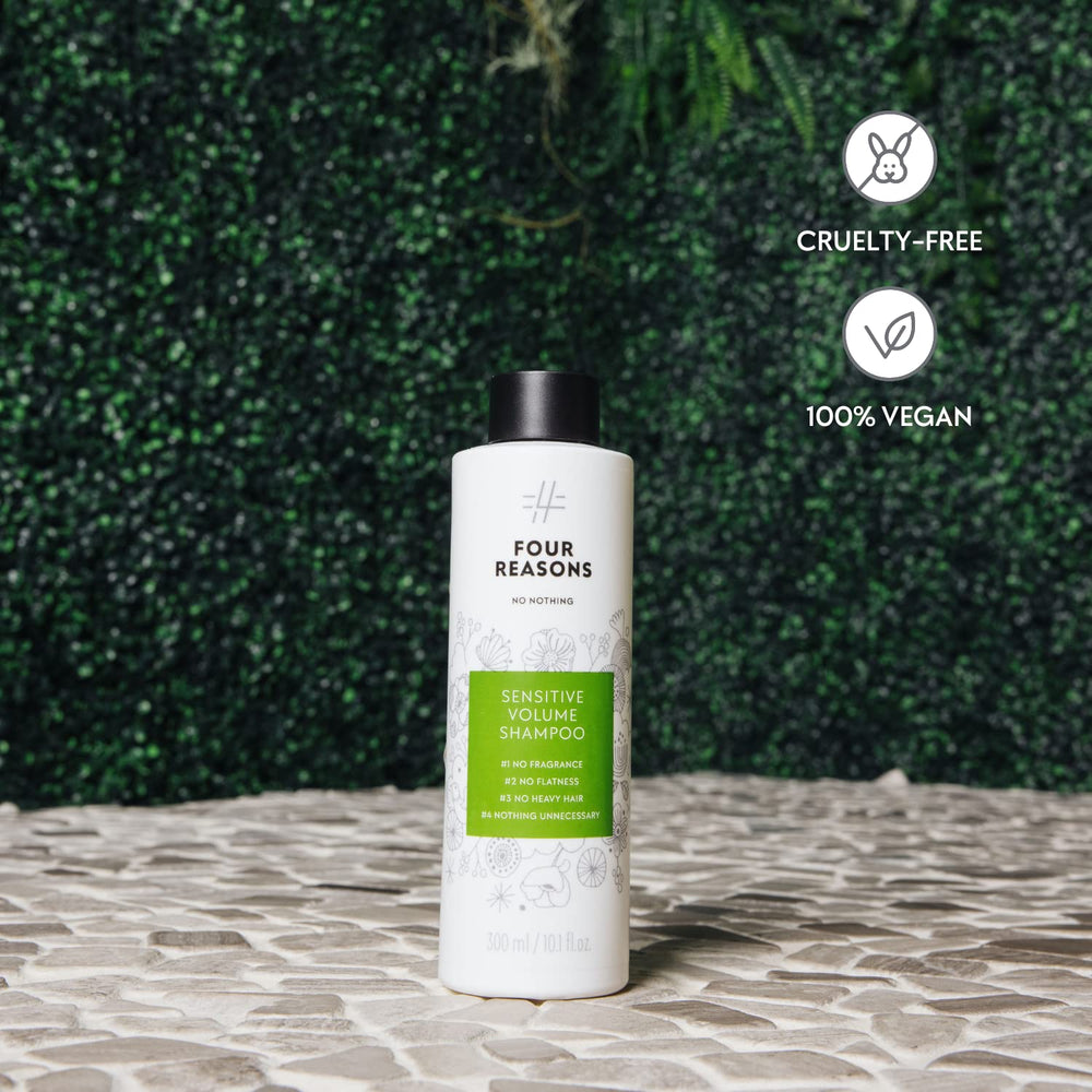 No Nothing Sensitive Volumizing Shampoo cruelty-free vegan branding in focus.