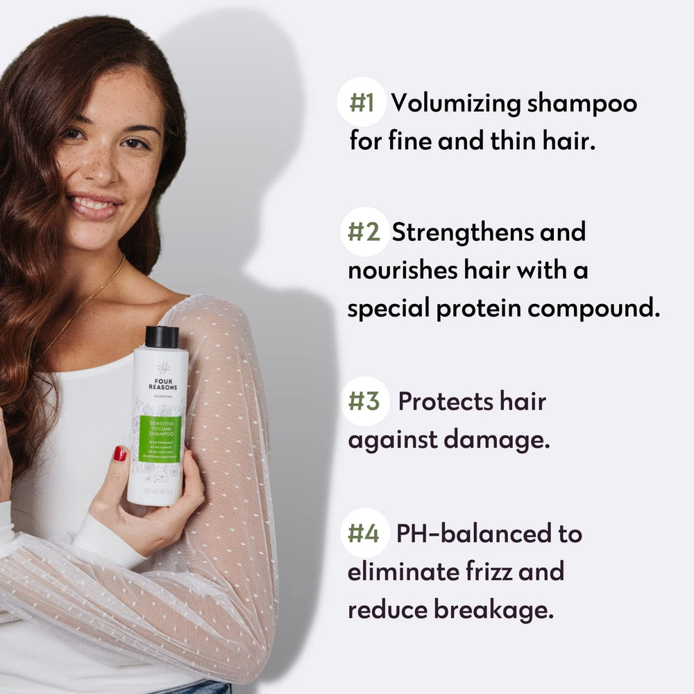 No Nothing Sensitive Volumizing Shampoo packaging label highlights fragrance-free, hypoallergenic formula.