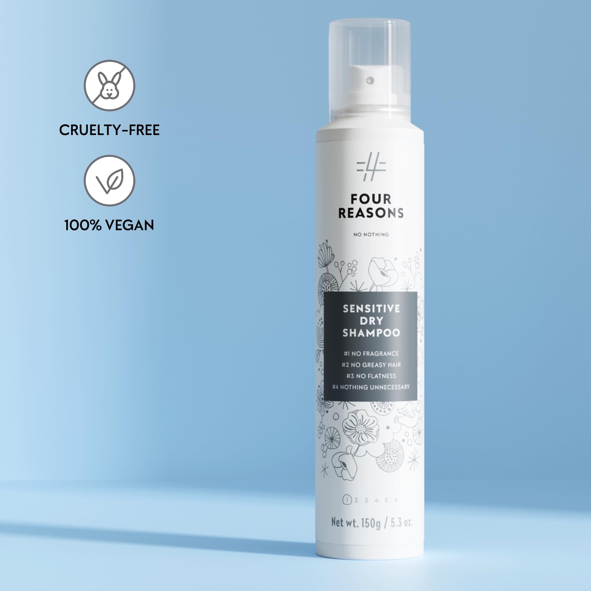 No Nothing Very Sensitive Dry Shampoo on dark hair highlights invisible finish for seamless styling.