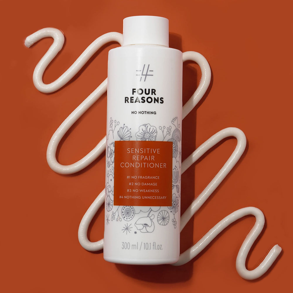 No nothing Very Sensitive Repair Conditioner label emphasizes dermatologist-approved fragrance-free care.