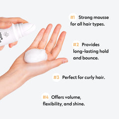 No nothing Very Sensitive Strong Hair Mousse foam application demonstrating lightweight texture for styling