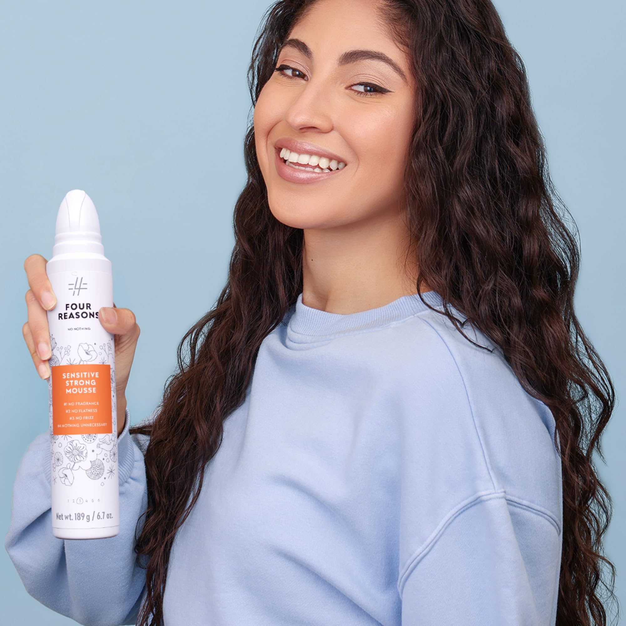 No nothing Very Sensitive Strong Hair Mousse new packaging emphasizes clean, fragrance-free formula