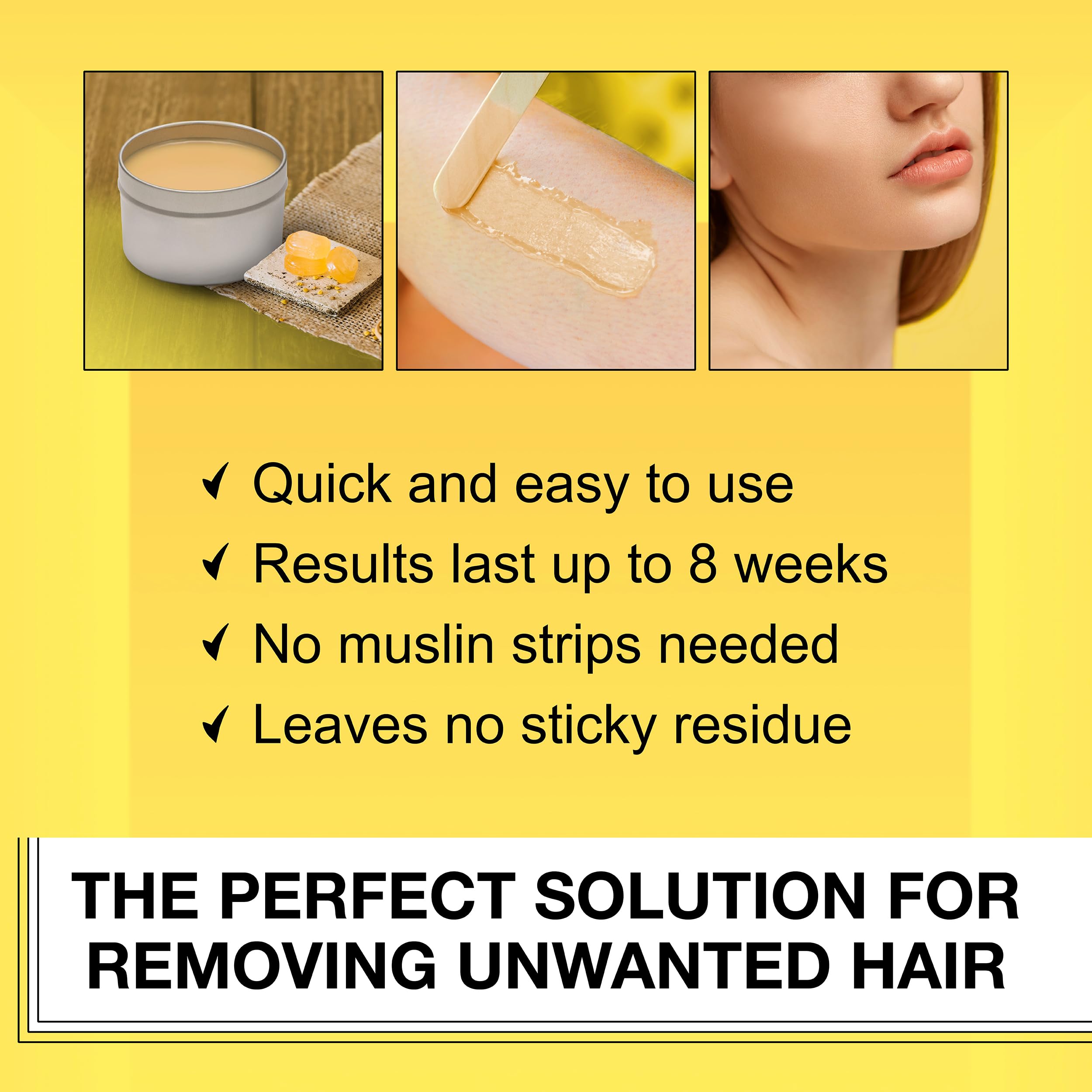 No Tweeze wax peel after removal reveals smooth skin.