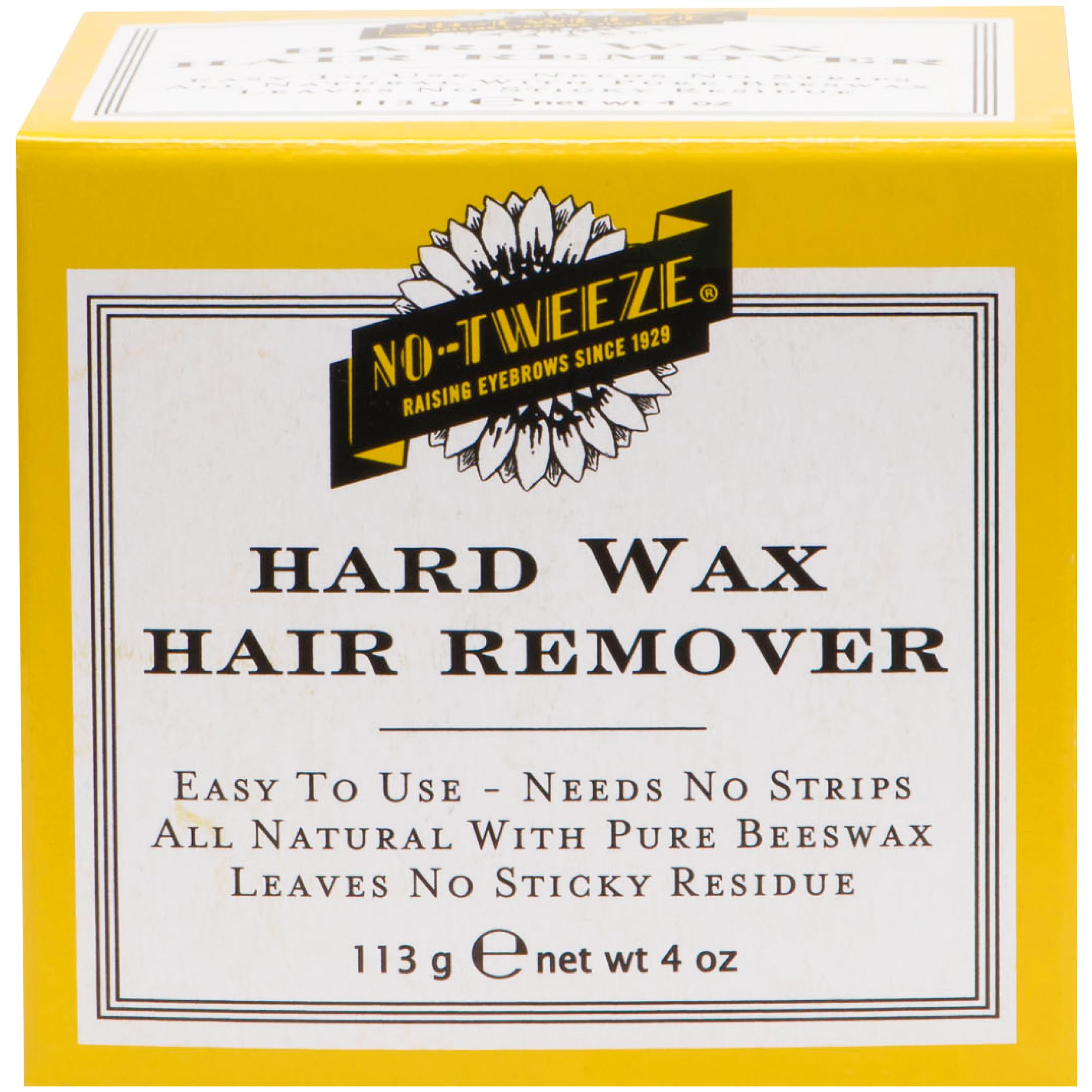 No Tweeze hard wax melts in pot, stripless hair removal ready.