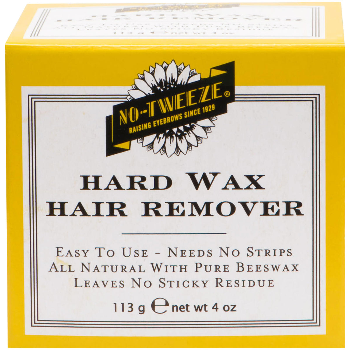 No Tweeze hard wax melts in pot, stripless hair removal ready.