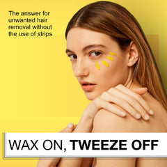 No Tweeze stripless application closeup shows easy, mess-free waxing.